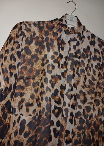 Kahverengi Leopar Desenli Uzun Bohem Elbise - Görsel 2