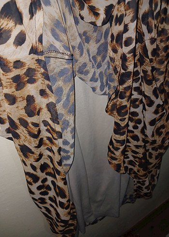 Kahverengi Leopar Desenli Uzun Bohem Elbise - Görsel 4