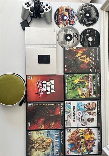 PlayStation 2 Slim (1 orijinal kol+çeşitli oyunlar)