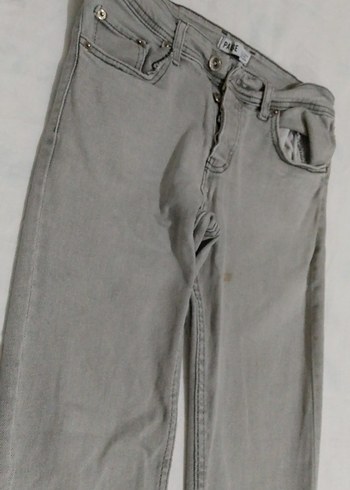 Düğmeli Gri Denim Erkek Jean