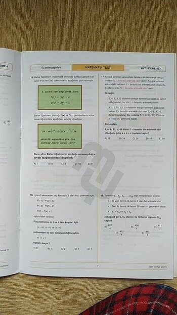  Beden Metin Yayınları ayt matematik denemeleri 