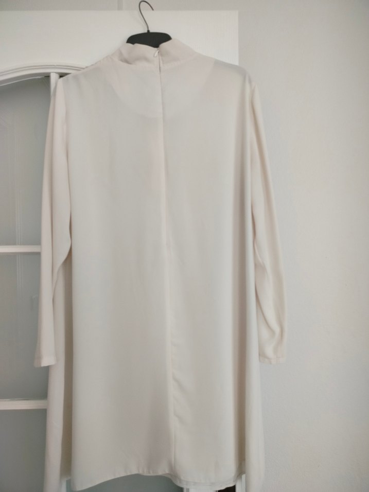 Beyaz Uzun Kollu Midi Tunik - Görsel 2