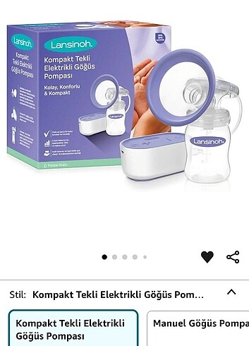 Lansinoh elektrikli göğüs pompası 