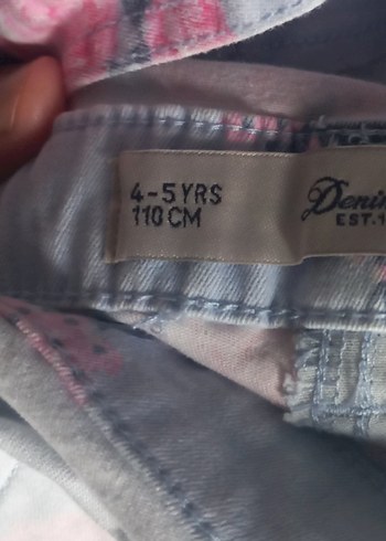 Primark Kız Çocuk Pembe Çiçekli Askılı Kot Şort Tulum