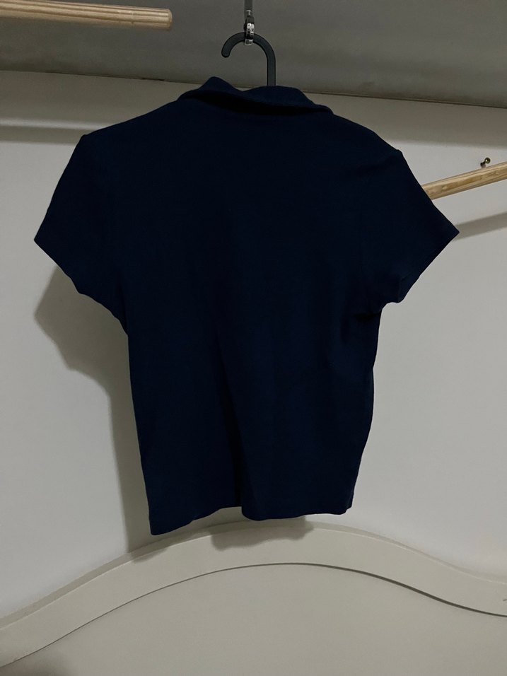 Lacivert Düğmeli Kısa Kollu Polo Tişört - Görsel 3