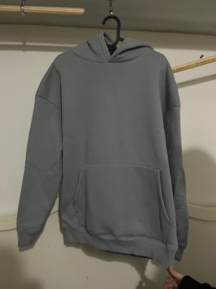 Gri Baskılı Kapüşonlu Sweatshirt - Görsel 2