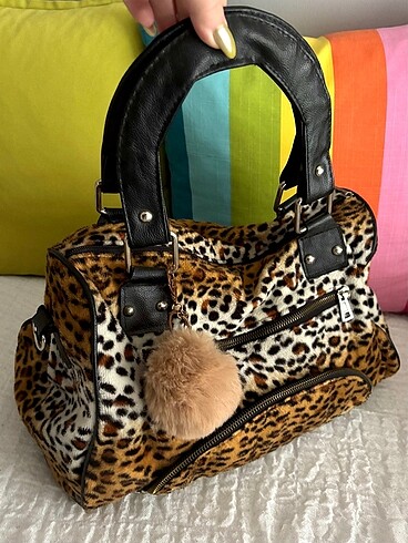 Y2k vintage leopar çanta