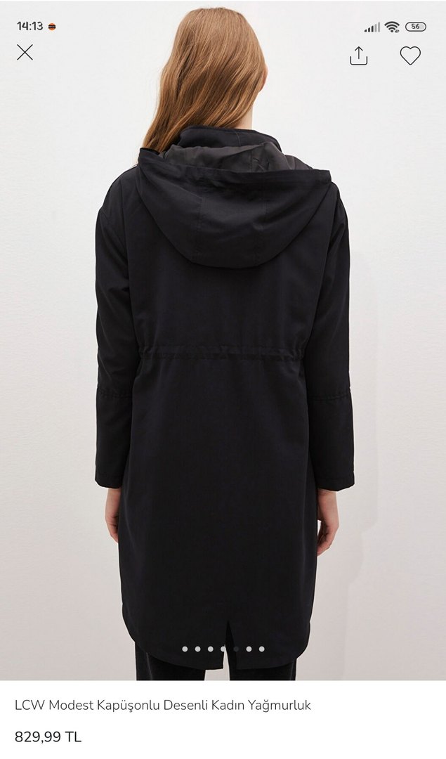 Kadın Siyahi Bel Detaylı Yağmurluk - Görsel 2