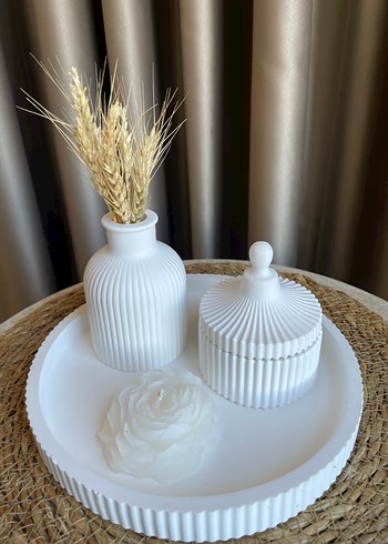 Beyaz Mum ve Dekoratif Set