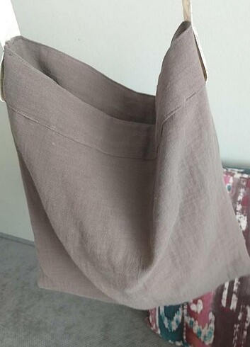 Oysho kahverengi muslin bez çanta 