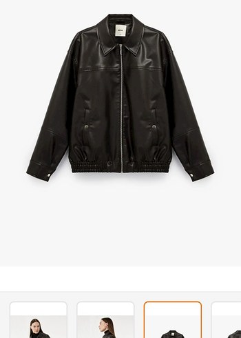 Kadın Siyah Deri Kısa Oversize Ceket - Görsel 3