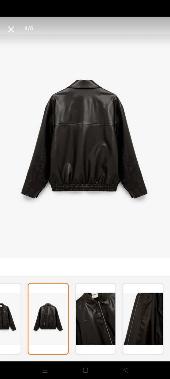 Kadın Siyah Deri Kısa Oversize Ceket - Görsel 4