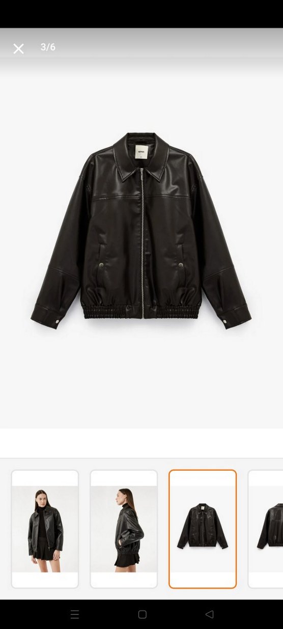 Kadın Siyah Deri Kısa Oversize Ceket - Görsel 3