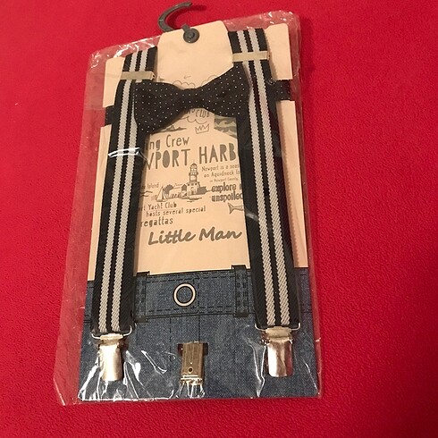 Lcw litttle man pantolon askısı ve papyon takım