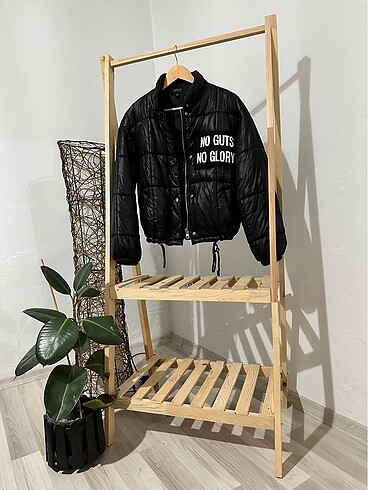 Oversize Siyah Şişme Mont