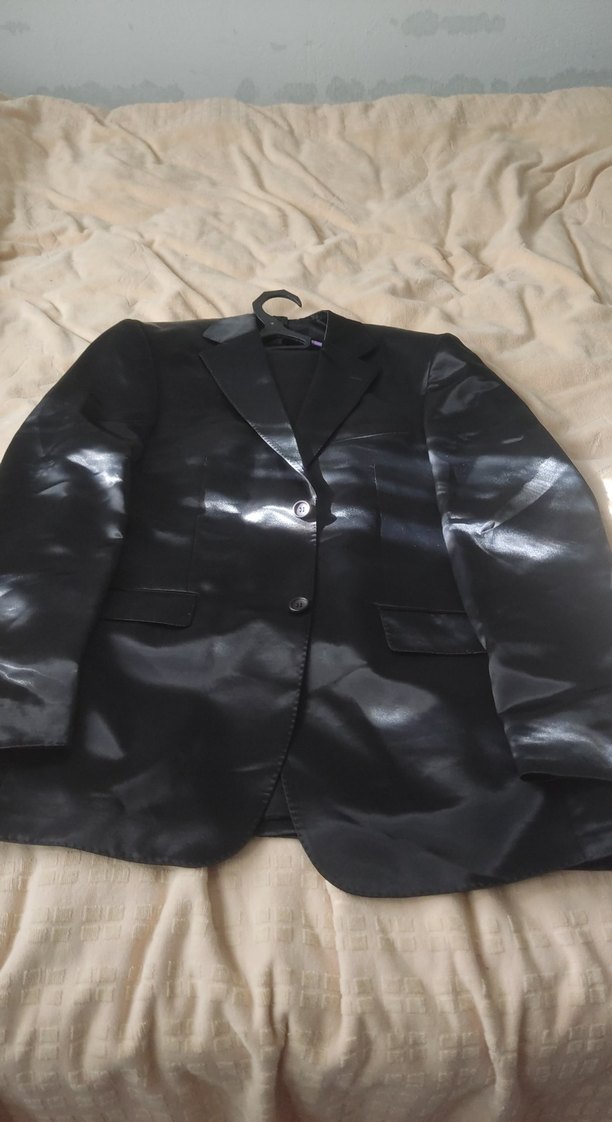 Erkek Siyah Düğmeli saten Takım Elbise - Görsel 2