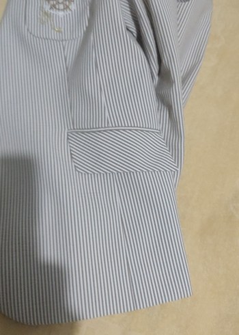 Düğmeli Çizgili Erkek Çocuk Ceketi - Görsel 6