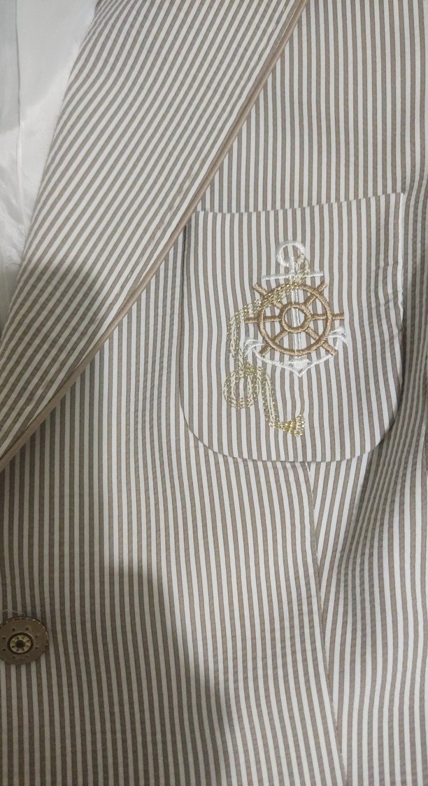 Düğmeli Çizgili Erkek Çocuk Ceketi - Görsel 3