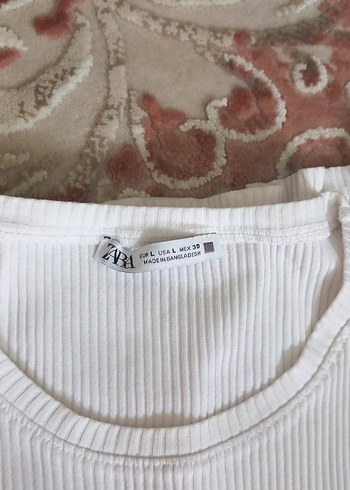 l Beden Beyaz Kısa Kollu Fırfırlı Kadın Tişört