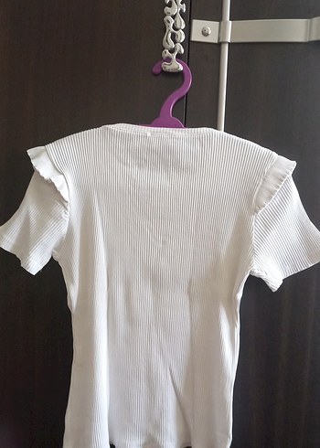 Zara Beyaz Kısa Kollu Fırfırlı Kadın Tişört