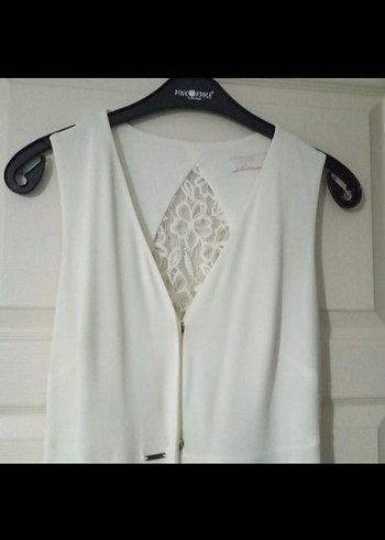 Dantelli Beyaz V Yaka yelek - Görsel 3