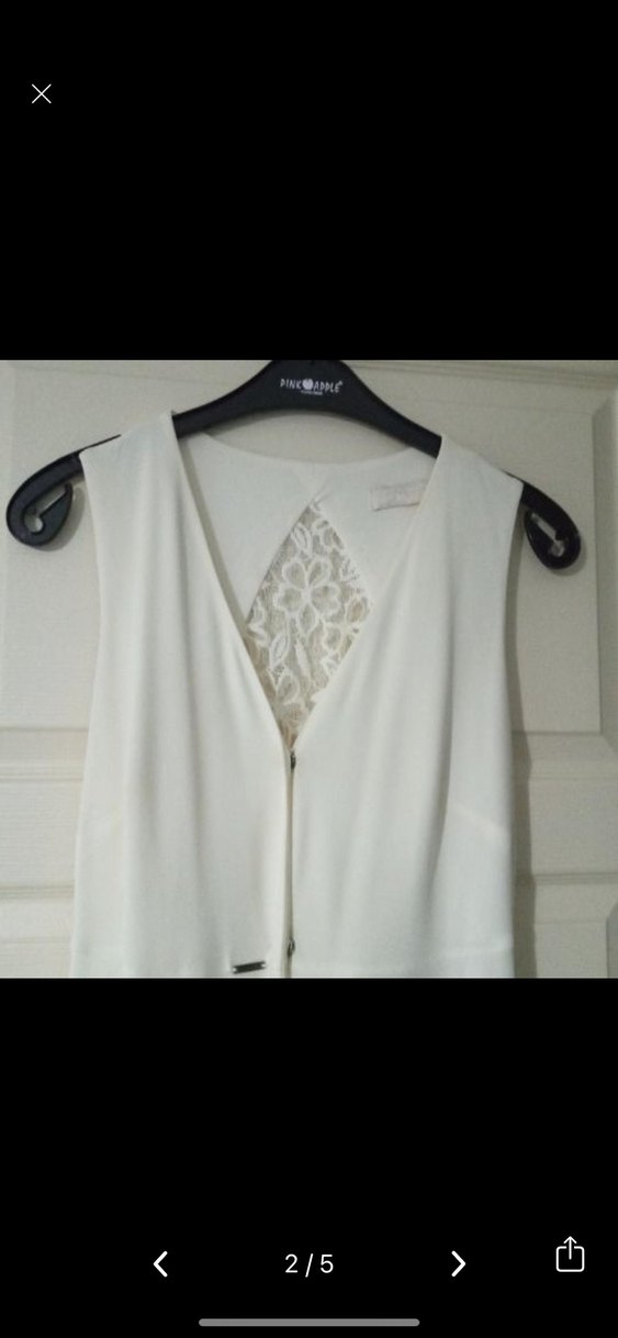 Dantelli Beyaz V Yaka yelek - Görsel 3