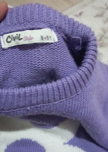 Kız Çocuk Mor Çiçekli Triko Kazak - Görsel 7