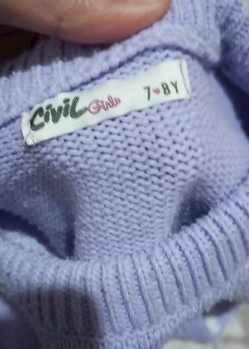 Kız Çocuk Mor Çiçekli Triko Kazak - Görsel 6