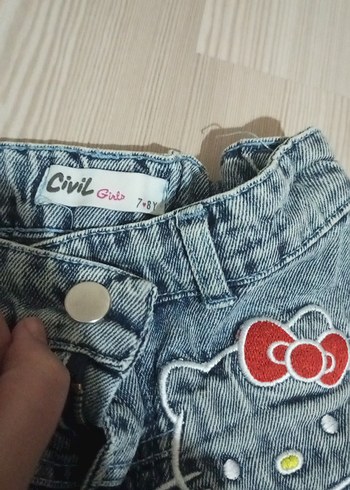 Nakışlı Mavi Geniş Paça Kadın Jean - Görsel 3