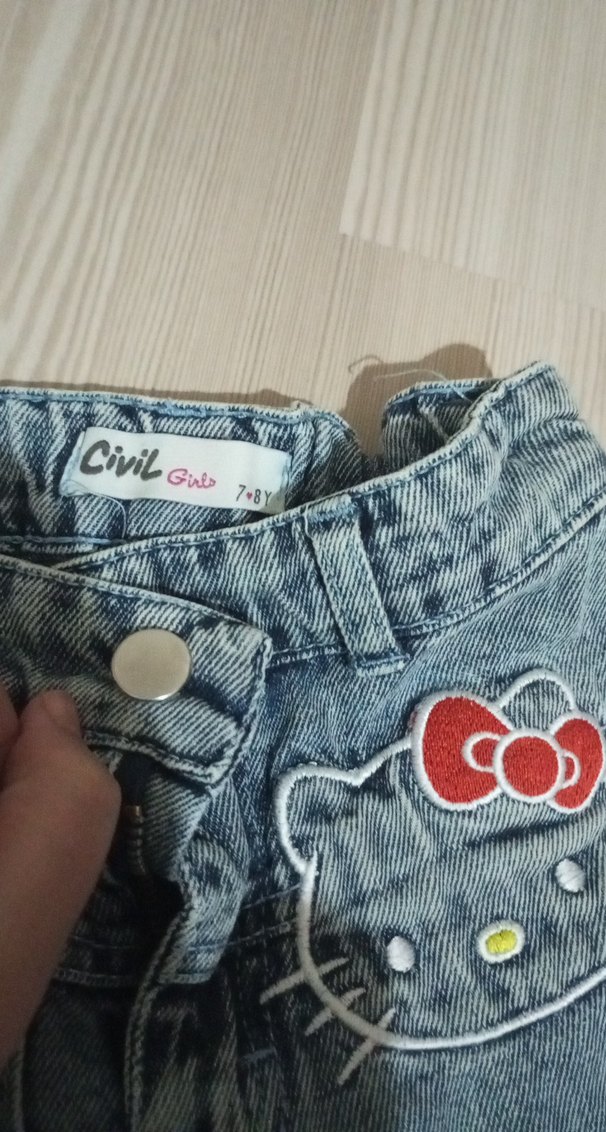 Nakışlı Mavi Geniş Paça Kadın Jean - Görsel 3