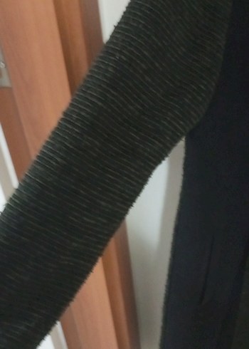 Siyah Süet Kadın Uzun Kürklü Kaban - Görsel 6