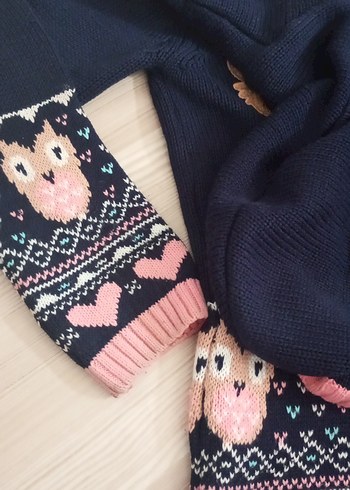 Nakışlı Örgü Kız Hırka - Görsel 7