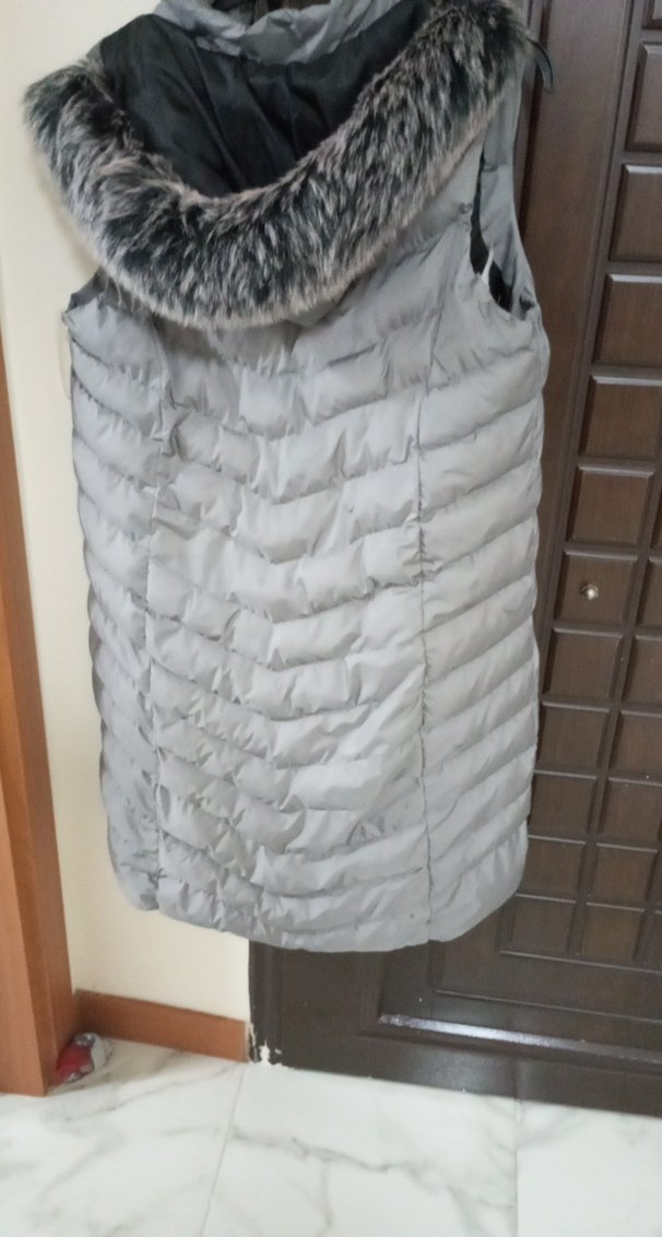 Gri Midi Kadın Şişme Yelek - Görsel 3