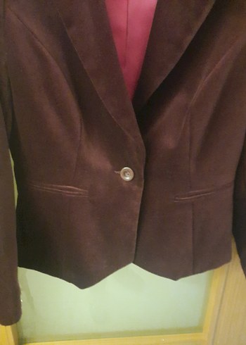 Bordo Kadife Kadın Blazer Ceket - Görsel 2