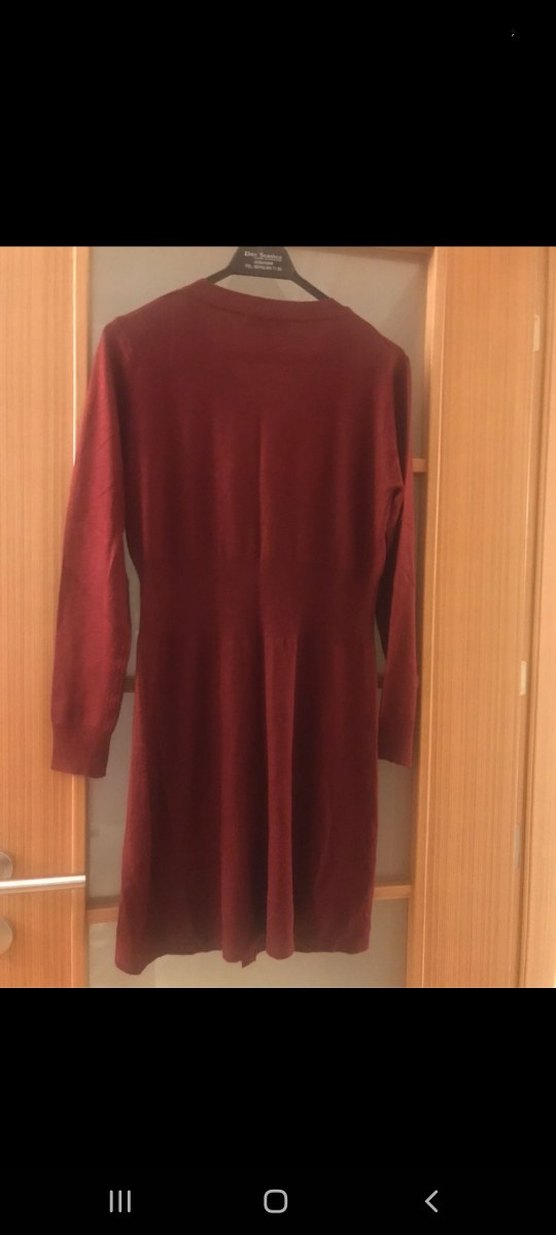 Bordo Süet Kemerli Midi Kadın bele oturan Hırka - Görsel 3