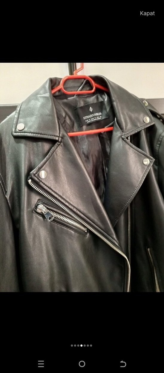 Kadın Siyah Deri Ceket - Görsel 4