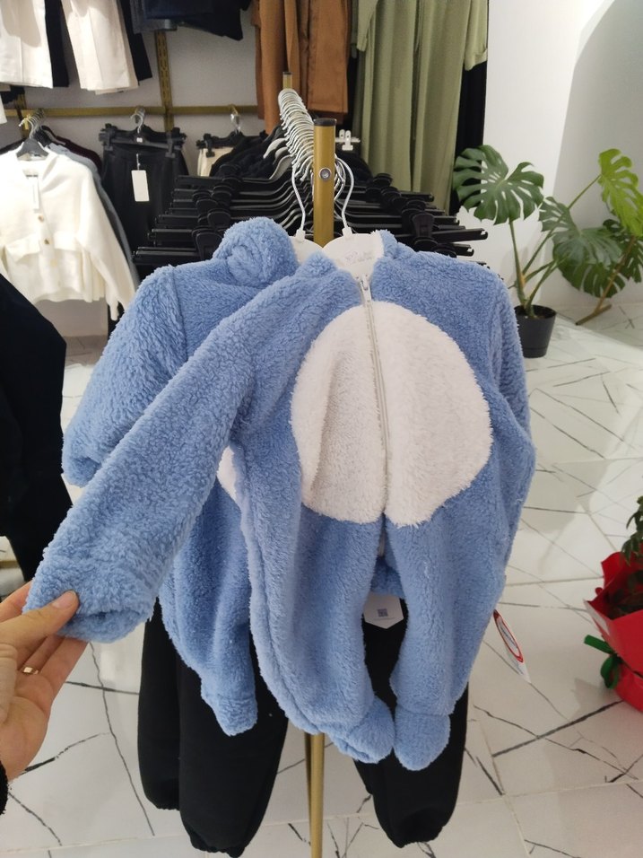 Mavi Peluş Bebek Tulumu, welsofft bebek tulumu - Görsel 2