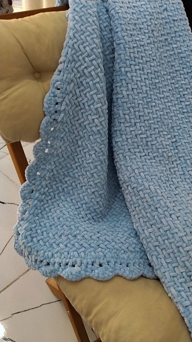 Mavi Örgü bebek Battaniyesi - Görsel 2