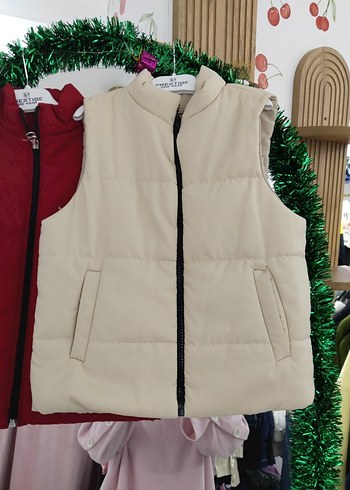 Bej Fermuarlı Yüksek Yakalı çocuk Yelek - Görsel 2