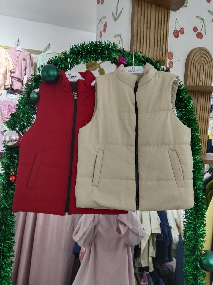 Bej Fermuarlı Yüksek Yakalı çocuk Yelek - Görsel 3