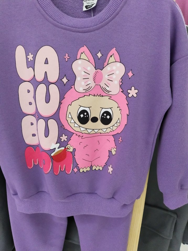 Kız Çocuk Mor labubu eşofman takımı - Görsel 2