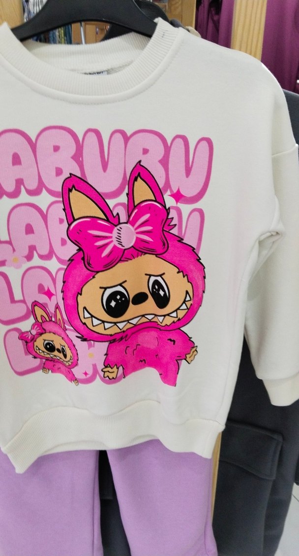 Kız Çocuk lila labubu takım - Görsel 2