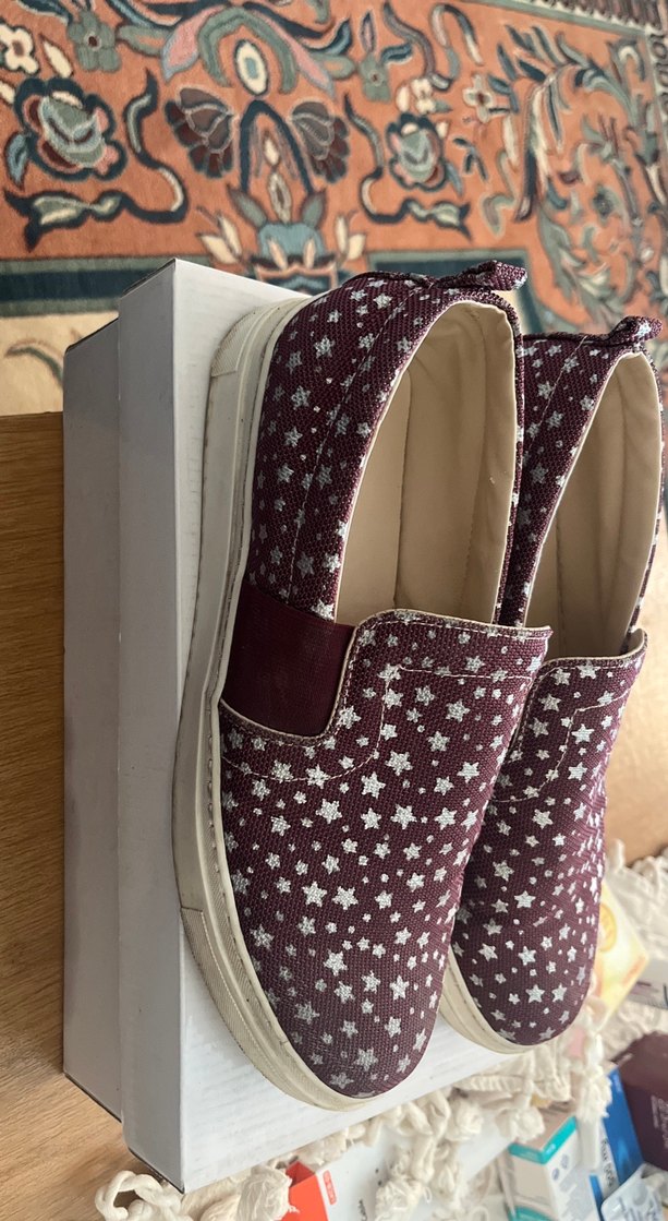 Bordo Baskılı Kadın Spor Ayakkabı - Görsel 5