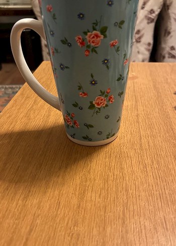 Mavi Çiçek Desenli Pastel Kupa - Görsel 2