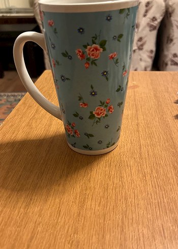 Mavi Çiçek Desenli Pastel Kupa - Görsel 4