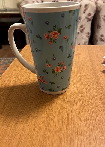 Mavi Çiçek Desenli Pastel Kupa - Görsel 3