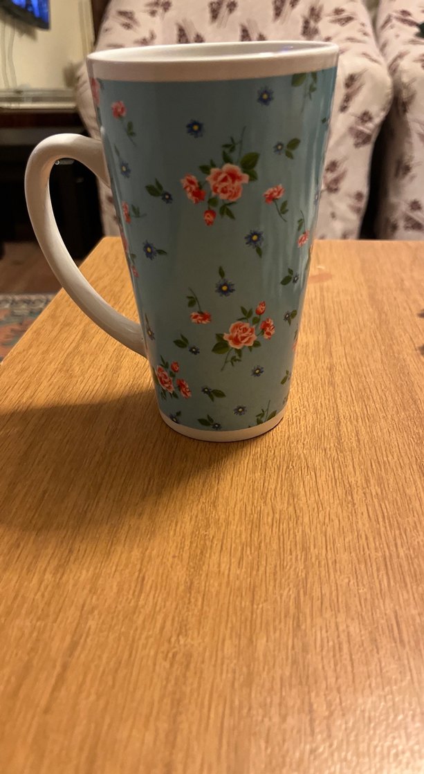 Mavi Çiçek Desenli Pastel Kupa - Görsel 2