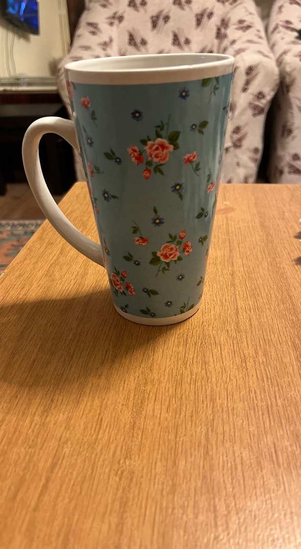 Mavi Çiçek Desenli Pastel Kupa - Görsel 4