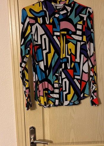 Desenli Çok Renkli Kadın Gömlek - Görsel 4