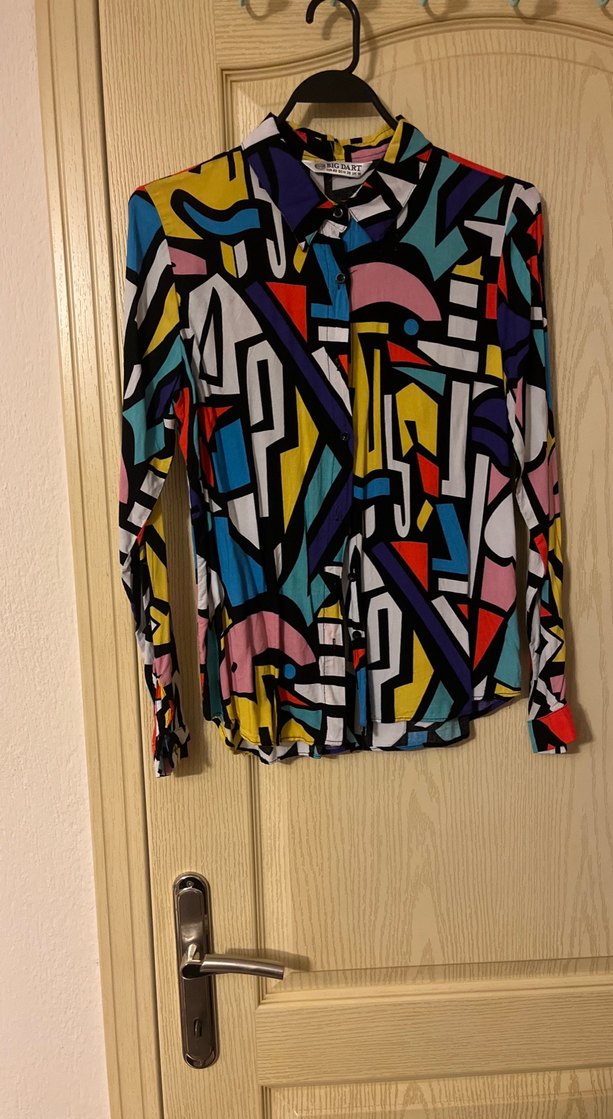 Desenli Çok Renkli Kadın Gömlek - Görsel 3